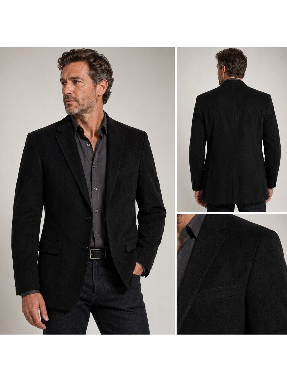 Chaps Black Faux Suede Leather Blazer Sport Coat Men’s 42R Goth Preppy Steampunk